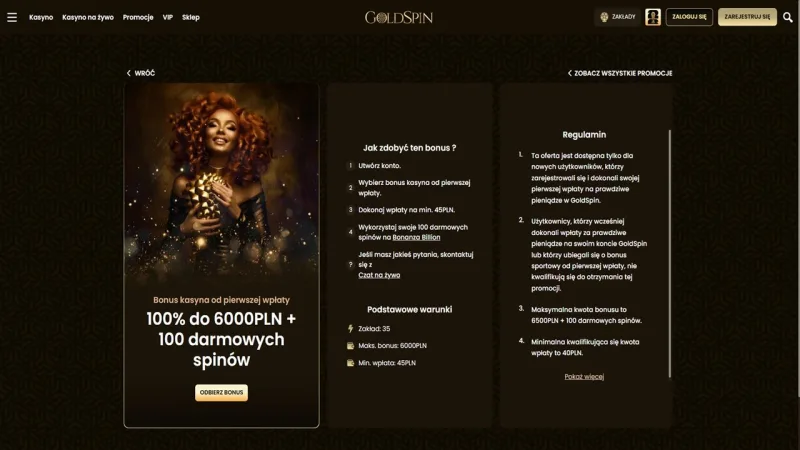 Goldspin - metody płatności