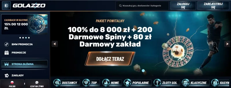 Golazzo - kasyno z depozytem przez Revolut